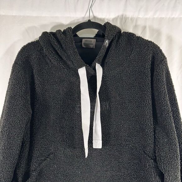 Gymshark Hoodie Women's Large Black Fleeve Cropped Drawstring Pullover - Picture 2 of 11